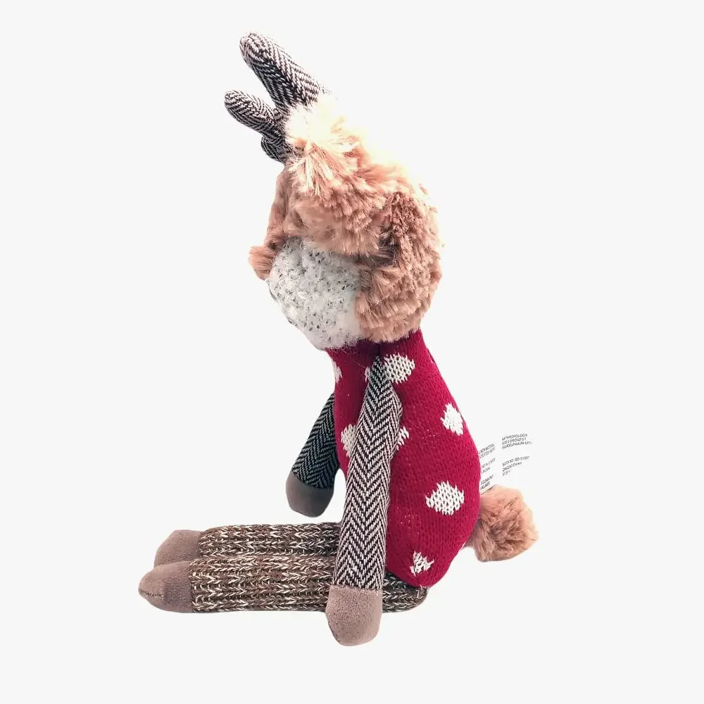 🎄🦌Anthropologie Sock Monkey🐒 Reindeer Moose Plush 15.5